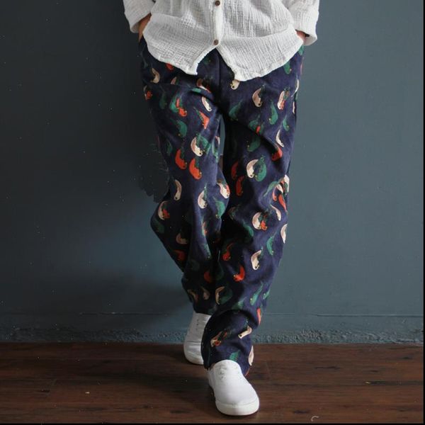 women trouser womens pant print bird loose spring warm corduroy casual vintage original cotton linen pants, Black;white
women trouser womens pant print bird loose spring warm corduroy casual vintage original cotton linen pants, Black;white