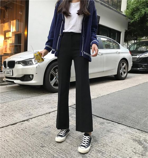 women's pants & capris 1997 2021 spring and autumn korean drape wide-leg high-waist slim casual, Black;white
women's pants & capris 1997 2021 spring and autumn korean drape wide-leg high-waist slim casual, Black;white