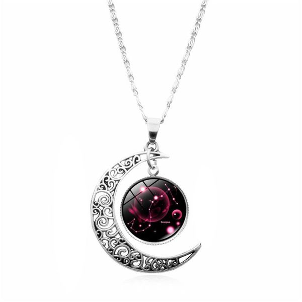 chains fashion pendant necklace 12 constellation crescent gemstone unique design colar jewelry for women, Silver
chains fashion pendant necklace 12 constellation crescent gemstone unique design colar jewelry for women, Silver