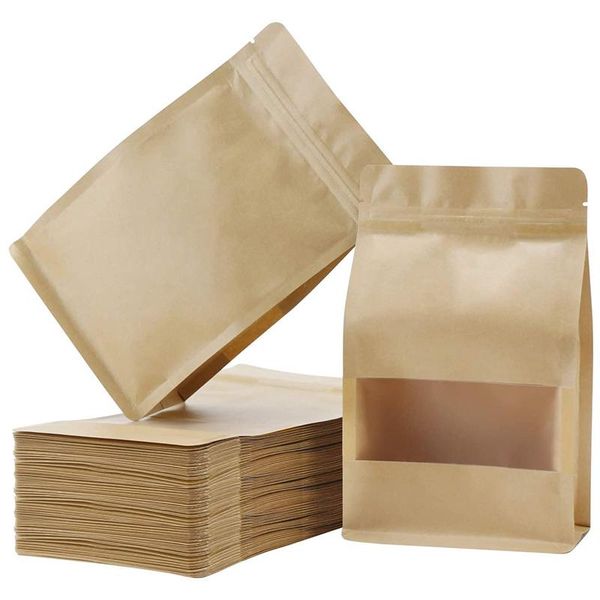 storage bags 50pcs standing bag, reusable sealed bag with kraft paper frosted window, re-closable for nut bean tea
storage bags 50pcs standing bag, reusable sealed bag with kraft paper frosted window, re-closable for nut bean tea