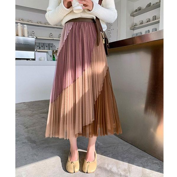 skirts 4 colors patchwork mesh pleated skirt 2021 spring a line elastic high waist midi faldas largas mujer, Black
skirts 4 colors patchwork mesh pleated skirt 2021 spring a line elastic high waist midi faldas largas mujer, Black