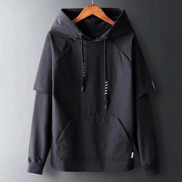 men's hoodis & swatshirts moltom masculino com capuz, pça dupla falsa para studants da moda, casual, cor sólida, mangas compridas solta, Black
men's hoodis & swatshirts moltom masculino com capuz, pça dupla falsa para studants da moda, casual, cor sólida, mangas compridas solta, Black