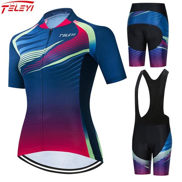 racing sets 2021 teleyi pro women short sleeve cycling jersey set summer anti-uv mtb bicycle clothing fluorescent green uniform, Black;blue
racing sets 2021 teleyi pro women short sleeve cycling jersey set summer anti-uv mtb bicycle clothing fluorescent green uniform, Black;blue