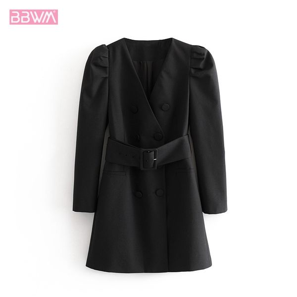 fashion double breasted with belt v-neck long sleeve women's dress retro bubble shoulder temperament chic female mini dresses 210507, Black;gray
fashion double breasted with belt v-neck long sleeve women's dress retro bubble shoulder temperament chic female mini dresses 210507, Black;gray