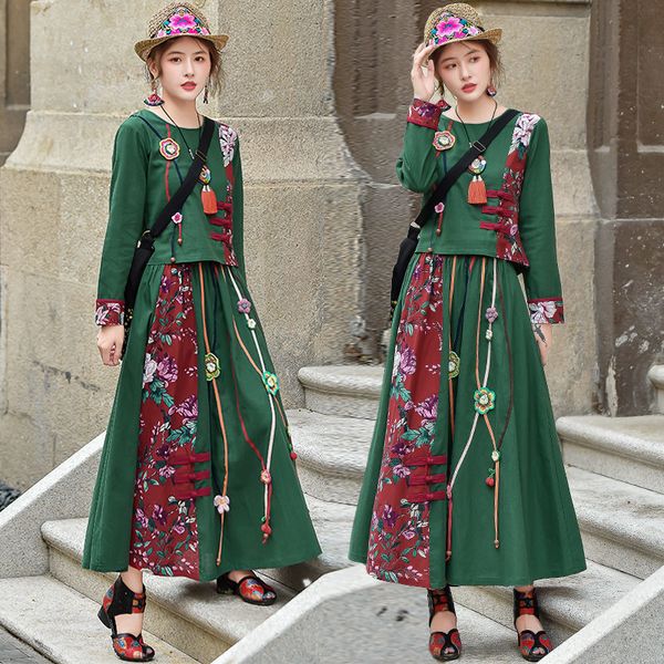 2021 spring national style original retro-printed suit disc buckle sewing cotton and linen skirt two joint parts y1454 kpm3, Black
2021 spring national style original retro-printed suit disc buckle sewing cotton and linen skirt two joint parts y1454 kpm3, Black