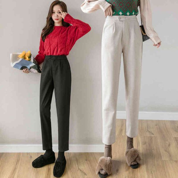 women's pants & capris winter clothes women ankle-length woolen harem double buttons high waist pockets korean streetwear pantalon, Black;white
women's pants & capris winter clothes women ankle-length woolen harem double buttons high waist pockets korean streetwear pantalon, Black;white