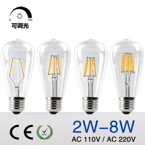bulbs dimmable st64 led bulb 4w 8w e26/e27 filament light 110v/220v vintage edison lamp retro transparent glass appearance 10pcs
bulbs dimmable st64 led bulb 4w 8w e26/e27 filament light 110v/220v vintage edison lamp retro transparent glass appearance 10pcs