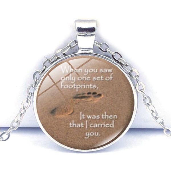 pendant necklaces footprints in the sand charm glass dome chain necklace sweater jewelry fashion creative gifts, Silver
pendant necklaces footprints in the sand charm glass dome chain necklace sweater jewelry fashion creative gifts, Silver