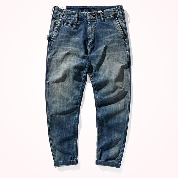 men's jeans autumn winter american retro heavyweight elastic denim tooling fashion pure cotton washed old casual straight pants, Blue
men's jeans autumn winter american retro heavyweight elastic denim tooling fashion pure cotton washed old casual straight pants, Blue
