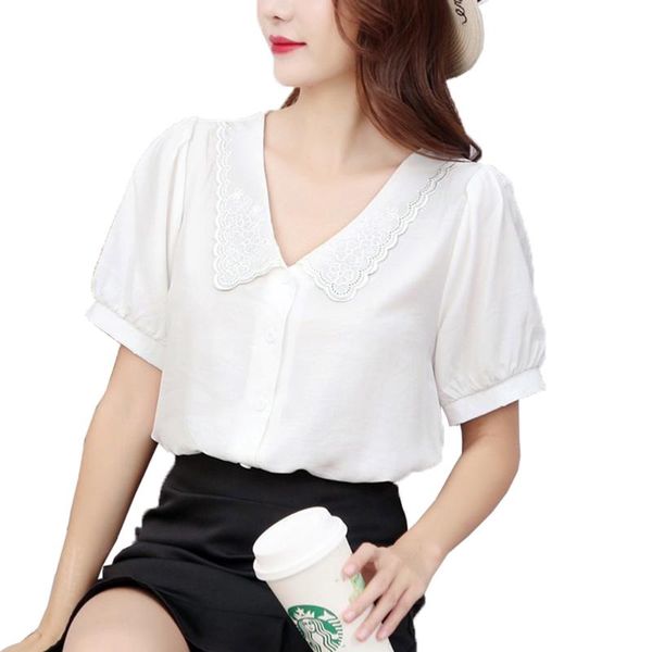 women's blouses & shirts yoming women 2021 summer short sleeve slim square collar lace trim solid color shirt elegant blouse, White
women's blouses & shirts yoming women 2021 summer short sleeve slim square collar lace trim solid color shirt elegant blouse, White