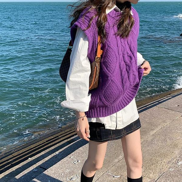 women's vests 2021 autumn and winter knit sweater vest women pure color casual pullover top, Black;white
women's vests 2021 autumn and winter knit sweater vest women pure color casual pullover top, Black;white