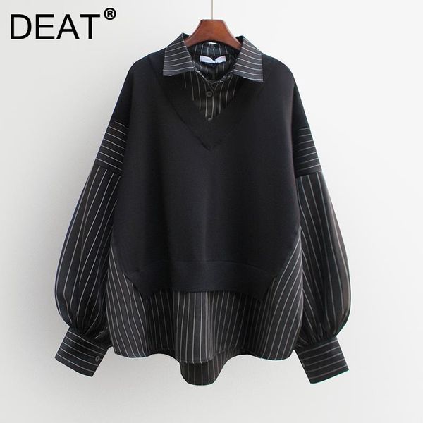 women's hoodies & sweatshirts woman sweatshirt striped knitted patchwork lantern sleeve lapel collar oversized casual style 2022 autumn, Black
women's hoodies & sweatshirts woman sweatshirt striped knitted patchwork lantern sleeve lapel collar oversized casual style 2022 autumn, Black