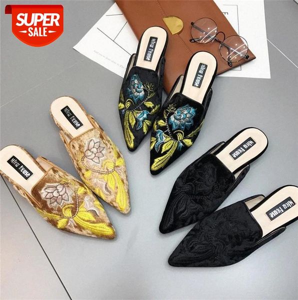 women velvet mules flower embroidery shoes summer pointed toe women slippers flat slip-on elegant ladies office shoes #bq2h, Black
women velvet mules flower embroidery shoes summer pointed toe women slippers flat slip-on elegant ladies office shoes #bq2h, Black