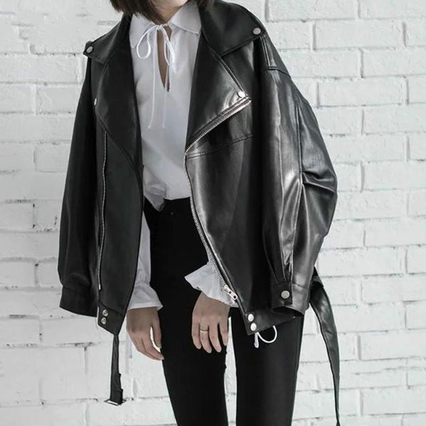 2021 spring black pu leather loose turn-down collar zipper fashion women's wild jacket la938 jackets, Black;brown
2021 spring black pu leather loose turn-down collar zipper fashion women's wild jacket la938 jackets, Black;brown