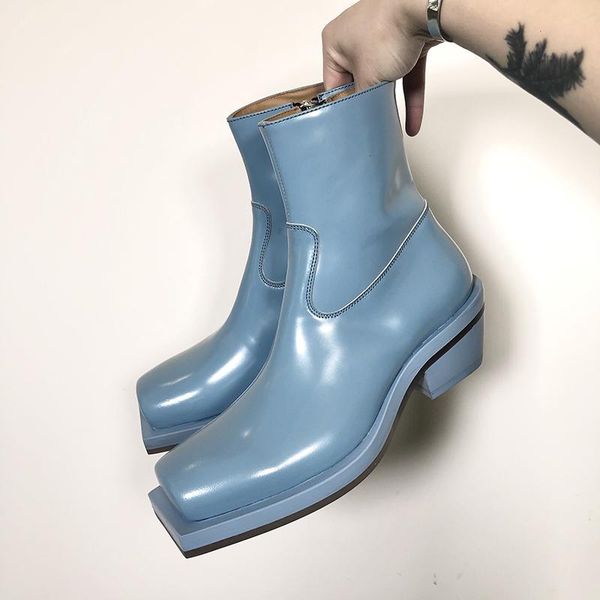 boots winter fashion ankle for women square toe zip med heels cowboy shoes sky blue leather rain botas mujer motorcycle, Black
boots winter fashion ankle for women square toe zip med heels cowboy shoes sky blue leather rain botas mujer motorcycle, Black