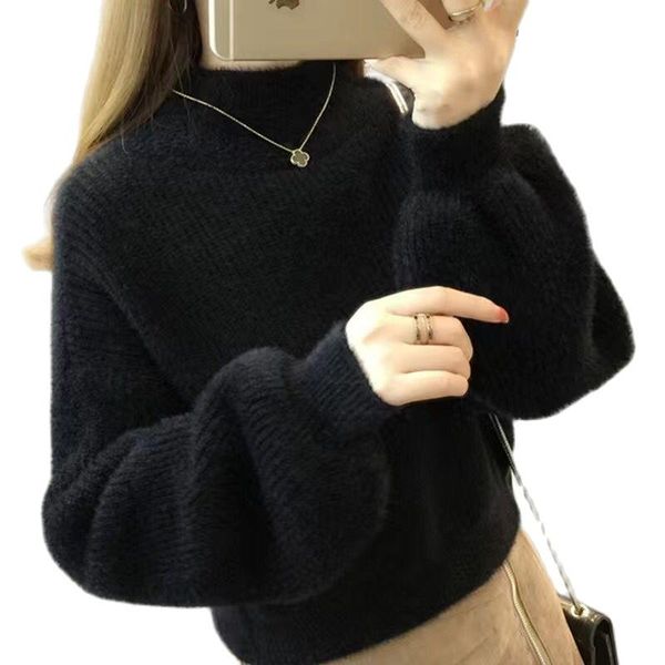 women's sweaters autumn/winter mink velvet half turtleneck sweater women loose pullover bottoming tide thickening, White;black
women's sweaters autumn/winter mink velvet half turtleneck sweater women loose pullover bottoming tide thickening, White;black