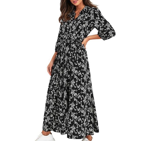casual dresses summer beach holiday dress floral print maxi women long sleeve v-neck party robe lace-up, Black;gray
casual dresses summer beach holiday dress floral print maxi women long sleeve v-neck party robe lace-up, Black;gray