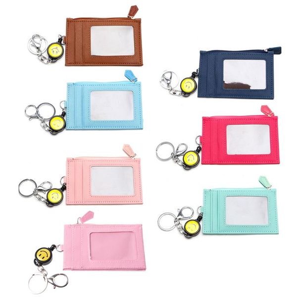 card holders business credit id badge holder coin purse retractable reel keychain gift, Brown;gray
card holders business credit id badge holder coin purse retractable reel keychain gift, Brown;gray