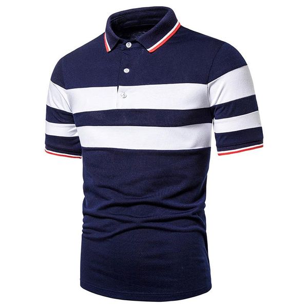 men's polos summer shirt fashion two-color horizontal stripes stitching hit color casual short-sleeved t-shirt for men, White;black
men's polos summer shirt fashion two-color horizontal stripes stitching hit color casual short-sleeved t-shirt for men, White;black