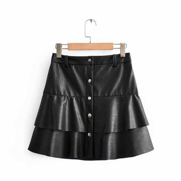 women vintage cascading ruffles pu leather mini skirt faldas mujer ladies single breasted casual vestidos chic skirts qun526 210603, Black
women vintage cascading ruffles pu leather mini skirt faldas mujer ladies single breasted casual vestidos chic skirts qun526 210603, Black