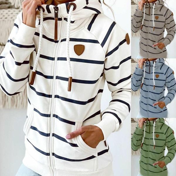 women drawstring long sleeve stripes hoodie autumn winter pocket sweatshirt coat, Black
women drawstring long sleeve stripes hoodie autumn winter pocket sweatshirt coat, Black