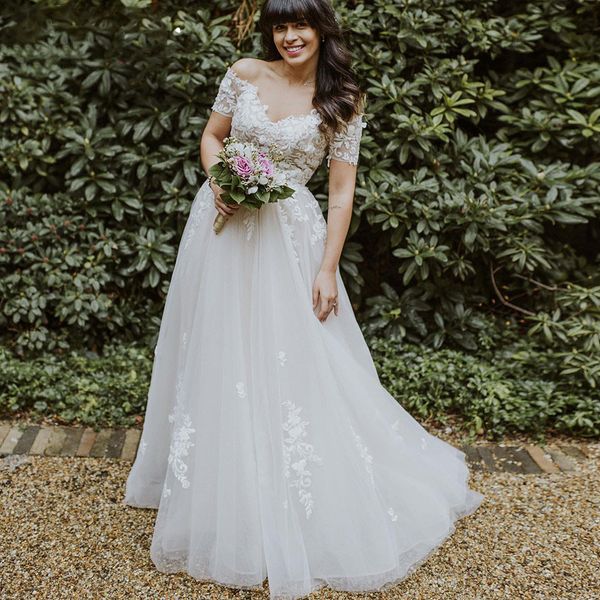 2021 summer off shoulder long wedding dresses a-line graden country tulle bridal gowns boho beach lace appliques v-neck formal bride dress, White
2021 summer off shoulder long wedding dresses a-line graden country tulle bridal gowns boho beach lace appliques v-neck formal bride dress, White