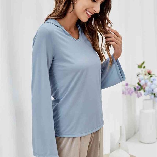 summer fashion pullover women's solid chiffon casual t-shirt o-neck flared long sleeve hooded t-shirts 210623, White
summer fashion pullover women's solid chiffon casual t-shirt o-neck flared long sleeve hooded t-shirts 210623, White
