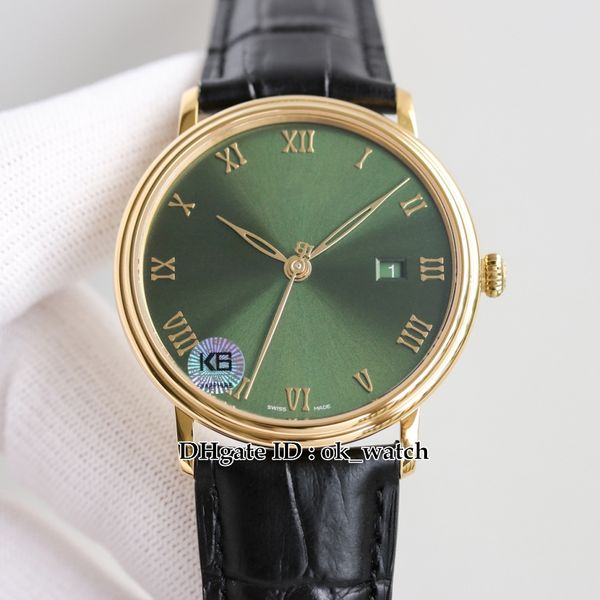 watch villeret ultraplate 6651-1453-55a miyota 9015 automatic mens watch 40mm gold case green dial roman numerals gents watches leather stra, Slivery;brown 
watch villeret ultraplate 6651-1453-55a miyota 9015 automatic mens watch 40mm gold case green dial roman numerals gents watches leather stra, Slivery;brown