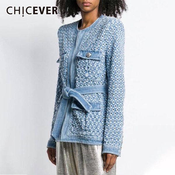 women's jackets chicever denim for women o neck long sleeve high waist vintage loose pockets patchwork hole blue coat female 2021 autum, Black;brown
women's jackets chicever denim for women o neck long sleeve high waist vintage loose pockets patchwork hole blue coat female 2021 autum, Black;brown