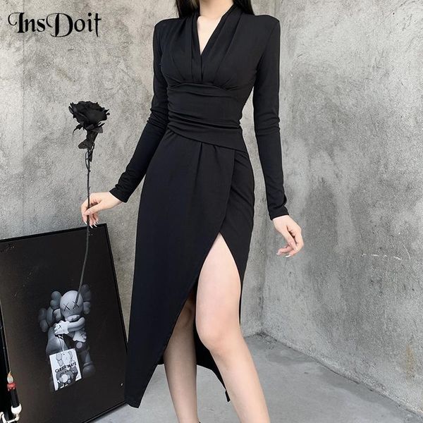 casual dresses insdoit goth black dress women vintage v-neck slit long sleeve slim bodycon ruched high waist elegant party, Black;gray
casual dresses insdoit goth black dress women vintage v-neck slit long sleeve slim bodycon ruched high waist elegant party, Black;gray