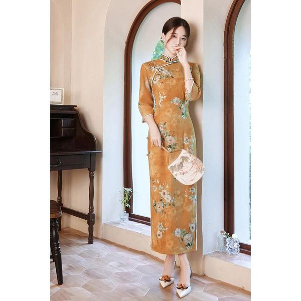 ethnic clothing chinese style retro traditional yellow floral printed party long cheongsam women vintage hanfu qi pao, Red
ethnic clothing chinese style retro traditional yellow floral printed party long cheongsam women vintage hanfu qi pao, Red