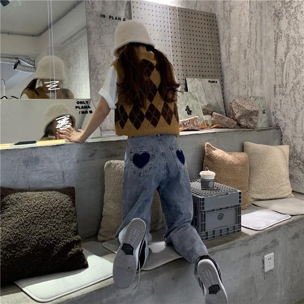 women's jeans full length long trousers spring autumn all-match patch love embroidery pockets loose straight denim pants casual wide le, Blue
women's jeans full length long trousers spring autumn all-match patch love embroidery pockets loose straight denim pants casual wide le, Blue