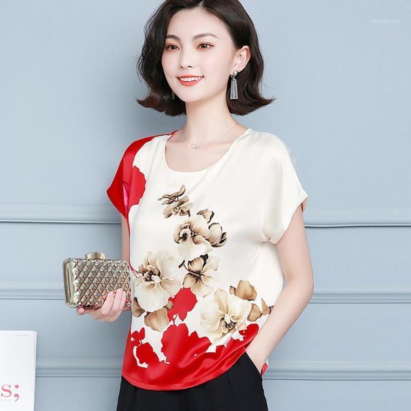 women's blouses & shirts silk satin women plus size batwing sleeve vintage floral print blouse lady summer short red shirt ol, White
women's blouses & shirts silk satin women plus size batwing sleeve vintage floral print blouse lady summer short red shirt ol, White