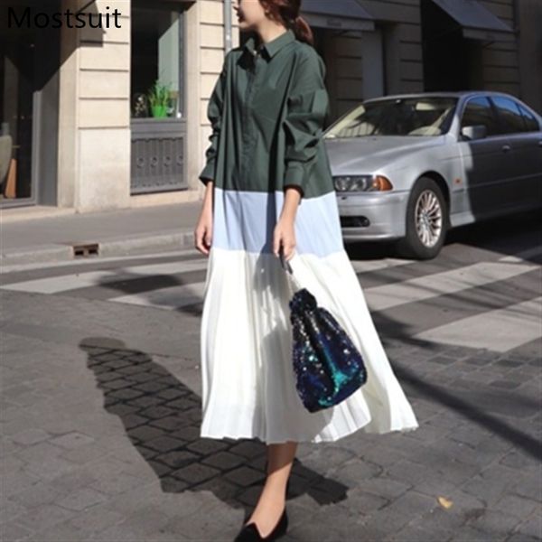 color-blocked korean elegant women long dress single-breasted turn-down collar fashion loose female vestidos mujer 210518, Black;gray
color-blocked korean elegant women long dress single-breasted turn-down collar fashion loose female vestidos mujer 210518, Black;gray