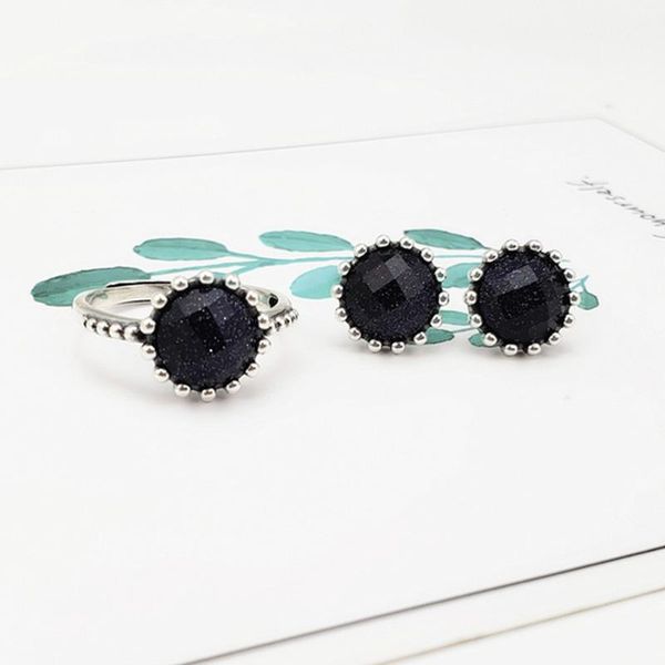 bracelet, earrings & necklace real pure s925 silver jewelry sets retro vintage women's with round shape blue sandstone natural gemstone, Black
bracelet, earrings & necklace real pure s925 silver jewelry sets retro vintage women's with round shape blue sandstone natural gemstone, Black