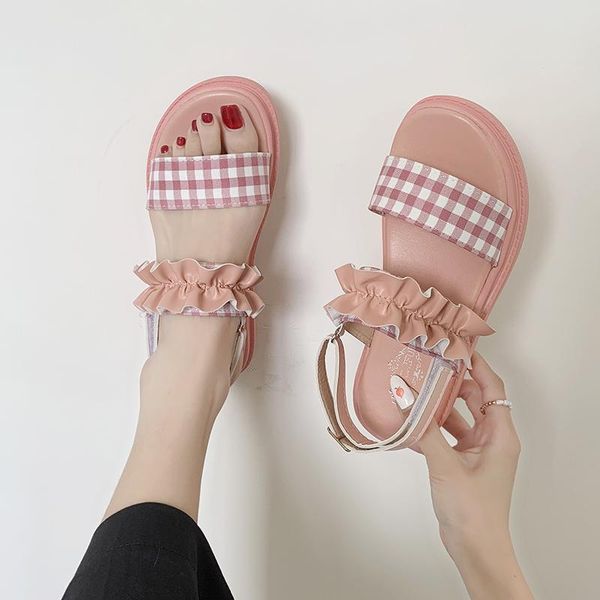 sandals 2021 summer soft open toe platform female outdoor non slip sweet cute plaid pleated flat women slippers, Black
sandals 2021 summer soft open toe platform female outdoor non slip sweet cute plaid pleated flat women slippers, Black