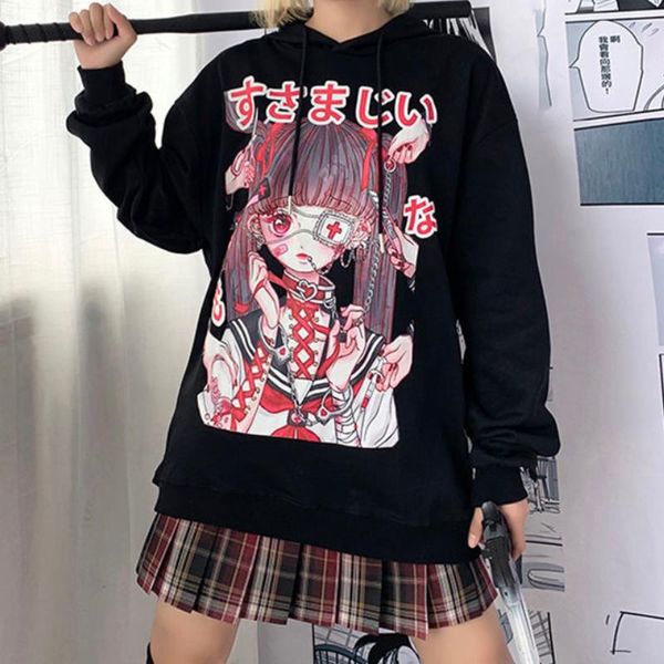 women's hoodies & sweatshirts houzhou anime print hoodie 2021 autumn women fashion oversize goth hooded harajuku aesthetic long sleeve, Black
women's hoodies & sweatshirts houzhou anime print hoodie 2021 autumn women fashion oversize goth hooded harajuku aesthetic long sleeve, Black