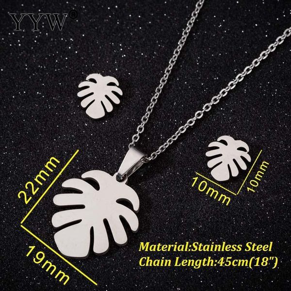 earrings & necklace stainless steel wedding bridal jewelry sets for women leaf pendant stud set fashion joias feminina 2021, Silver
earrings & necklace stainless steel wedding bridal jewelry sets for women leaf pendant stud set fashion joias feminina 2021, Silver