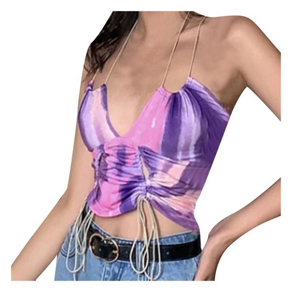 women's tanks & camis fashion women summer tie dye vest deep v crop ladie bandage cami tank female short camisetas, White
women's tanks & camis fashion women summer tie dye vest deep v crop ladie bandage cami tank female short camisetas, White