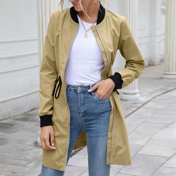 women's trench coats outdoor waterproof clothing mid-length hooded waist windbreaker zipper coat, Tan;black
women's trench coats outdoor waterproof clothing mid-length hooded waist windbreaker zipper coat, Tan;black