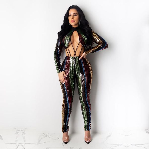 women's jumpsuits & rompers colorful striped sequin club women overalls long sleeve hollow out bodycon party, Black;white
women's jumpsuits & rompers colorful striped sequin club women overalls long sleeve hollow out bodycon party, Black;white