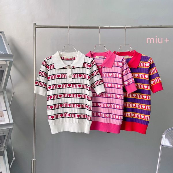 family's new summer striped polo shirt fresh and sweet lettered all over print t-shirt women's fashion, White
family's new summer striped polo shirt fresh and sweet lettered all over print t-shirt women's fashion, White