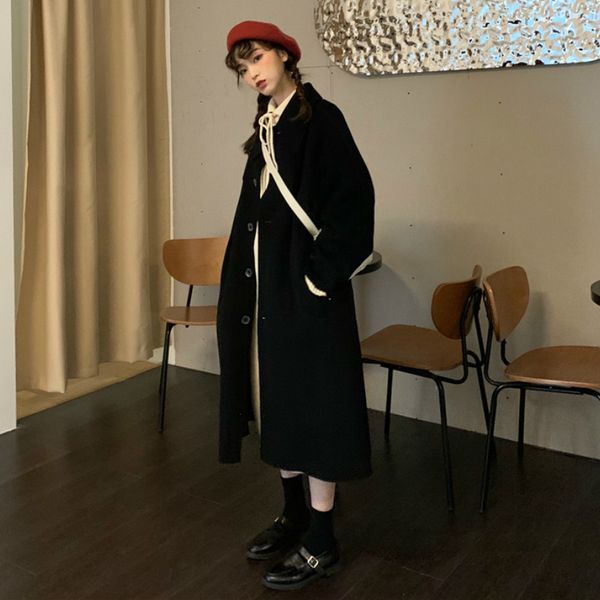 women's wool & blends elegant sea turtlenecks, thick female winter coat, long wool mixtures, casual, college, vintage loose 8sl3, Black
women's wool & blends elegant sea turtlenecks, thick female winter coat, long wool mixtures, casual, college, vintage loose 8sl3, Black