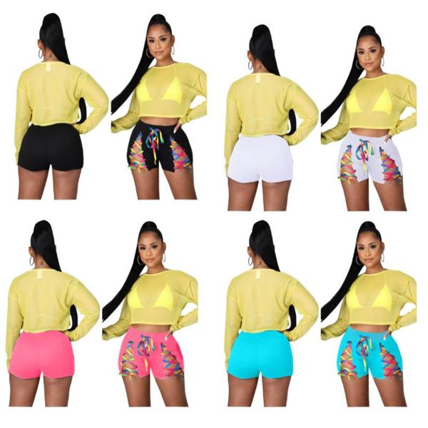 women's shorts summer women lace up active party short pants, White;black