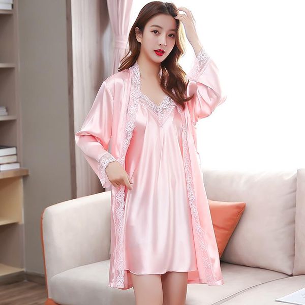 women's sleepwear pink lace floral lady kimono robe sets 2pcs bride dressing bathrobe gown strap nightgown lingerie summer home, Black;red
women's sleepwear pink lace floral lady kimono robe sets 2pcs bride dressing bathrobe gown strap nightgown lingerie summer home, Black;red
