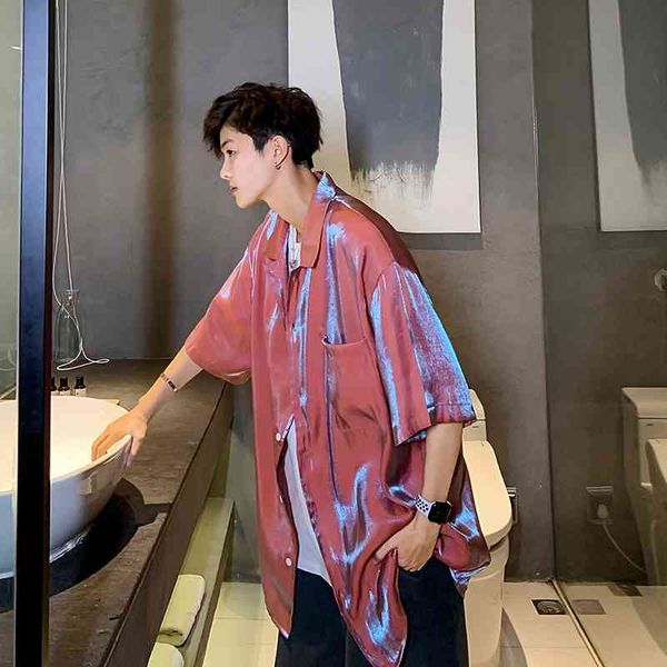 men's casual shirts short sleeve mens fashion sheeny camisa masculina turn-down collar loose sun-proof 00oe, White;black
men's casual shirts short sleeve mens fashion sheeny camisa masculina turn-down collar loose sun-proof 00oe, White;black