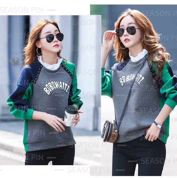 women's hoodies spring and autumn thin round neck design letter 7604, Black
women's hoodies spring and autumn thin round neck design letter 7604, Black