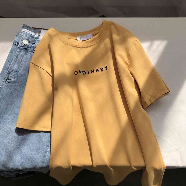 tee 2021 Summer O-Neck T Shirts Short 95% Cotton Material Tops Letter Print Women White 
tee 2021 Summer O-Neck T Shirts Short 95% Cotton Material Tops Letter Print Women White