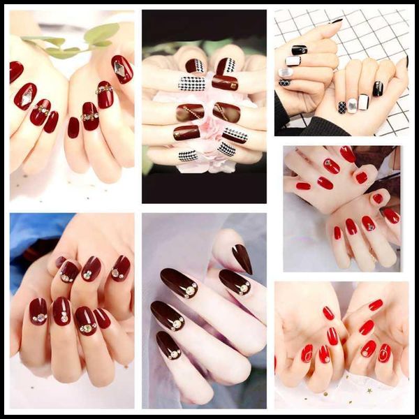 24pcs diamond false nail short black red rhinestone pear burgundy fake nails press on art summer style tips with glue1, Red;gold
24pcs diamond false nail short black red rhinestone pear burgundy fake nails press on art summer style tips with glue1, Red;gold
