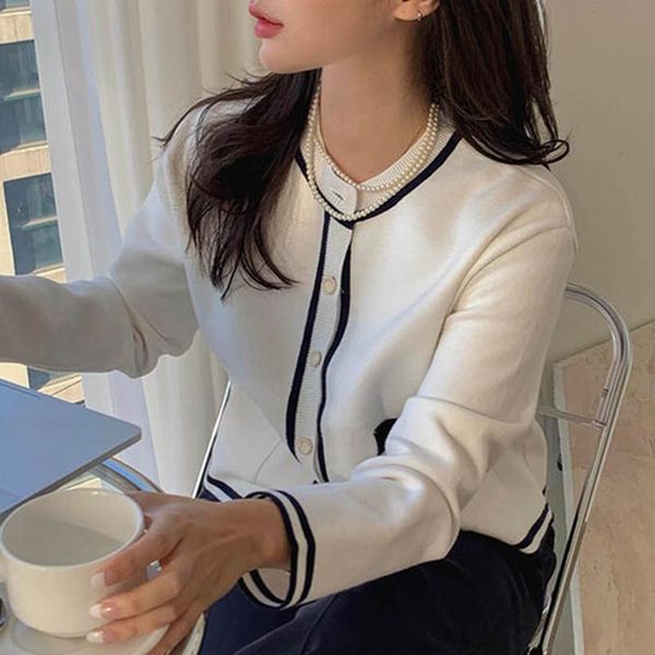 women's knits & tees o neck long sleeve contrast color knitted woman simple elegant office lady cardigans women all match autumn 2021, White
women's knits & tees o neck long sleeve contrast color knitted woman simple elegant office lady cardigans women all match autumn 2021, White